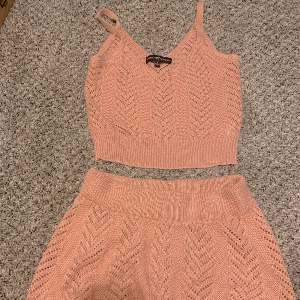Pink knit 2 piece set